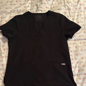 Figs Black V-Neck Scrub Top
